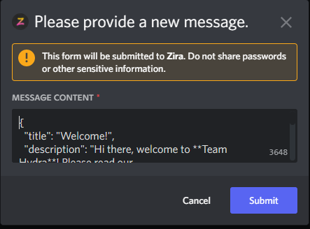 Is it possible to edit the content/ embed message of the discord