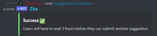 /suggestions cooldown example output
