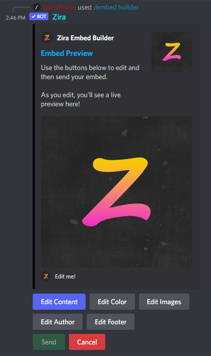 Is it possible to edit the content/ embed message of the discord