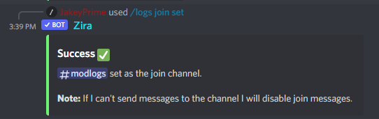 /logs join channel output