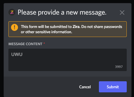 Is it possible to edit the content/ embed message of the discord