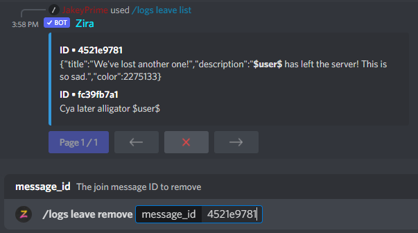 /logs leave remove example