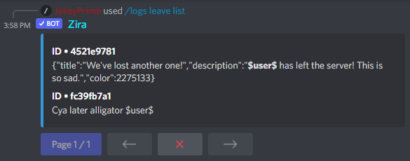 /logs leave list example