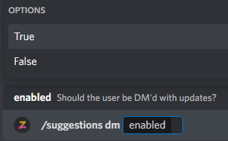 /suggestions dm example