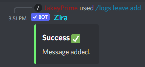 /logs leave add text example