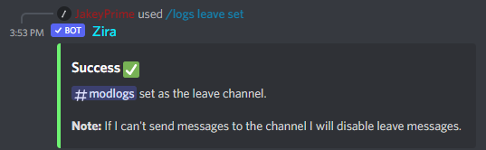 /logs leave channel output