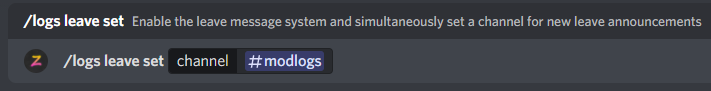 /logs leave channel example