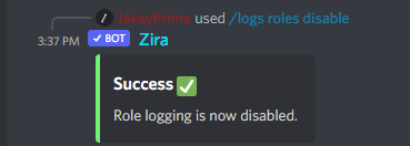 /logs roles disable output